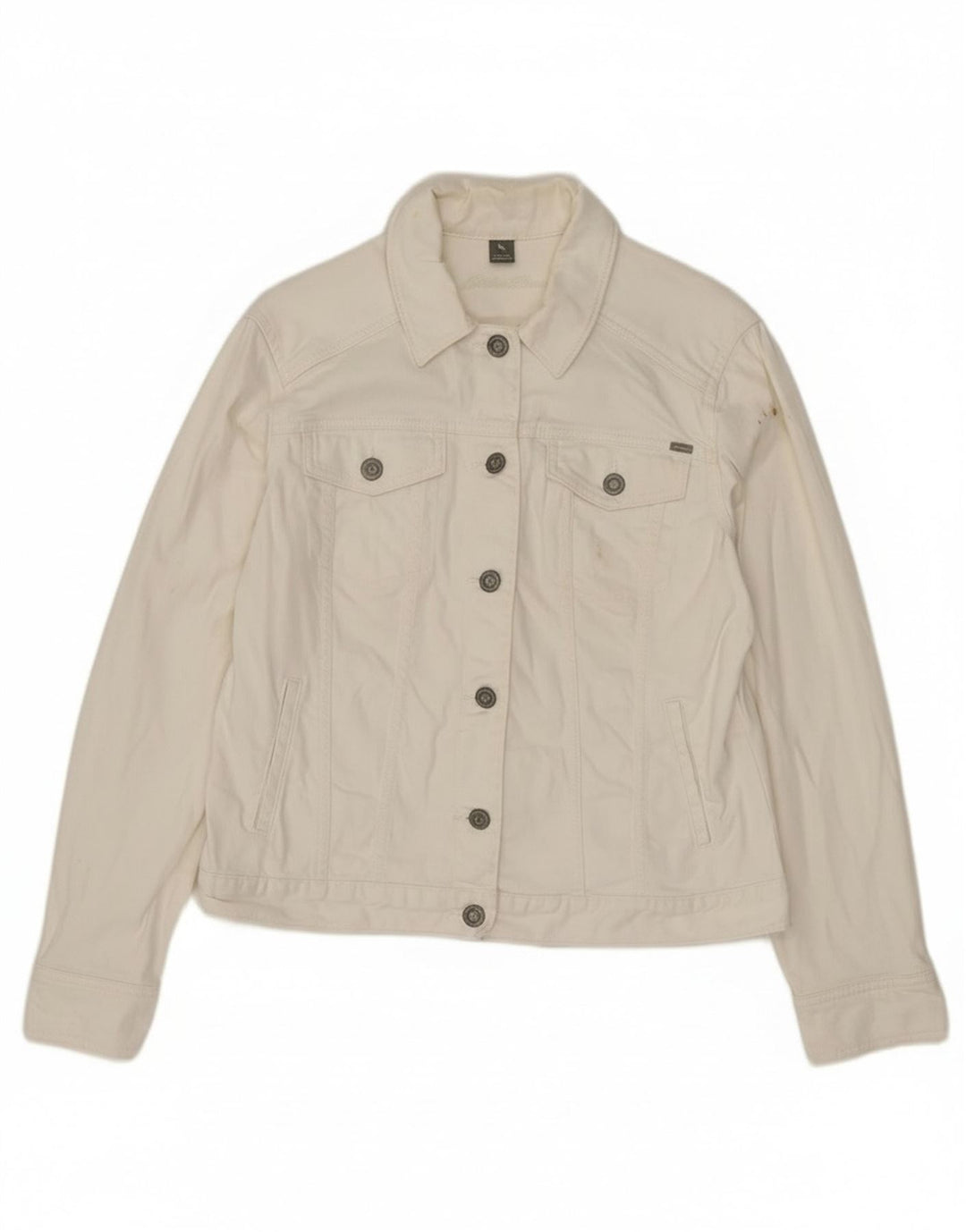 Eddie Bauer Ženska traper jakna UK 14 Veliki bijeli pamuk