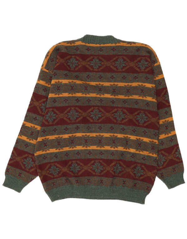 Vintage muški džemper s okruglim izrezom XL višebojni Fair Isle akril