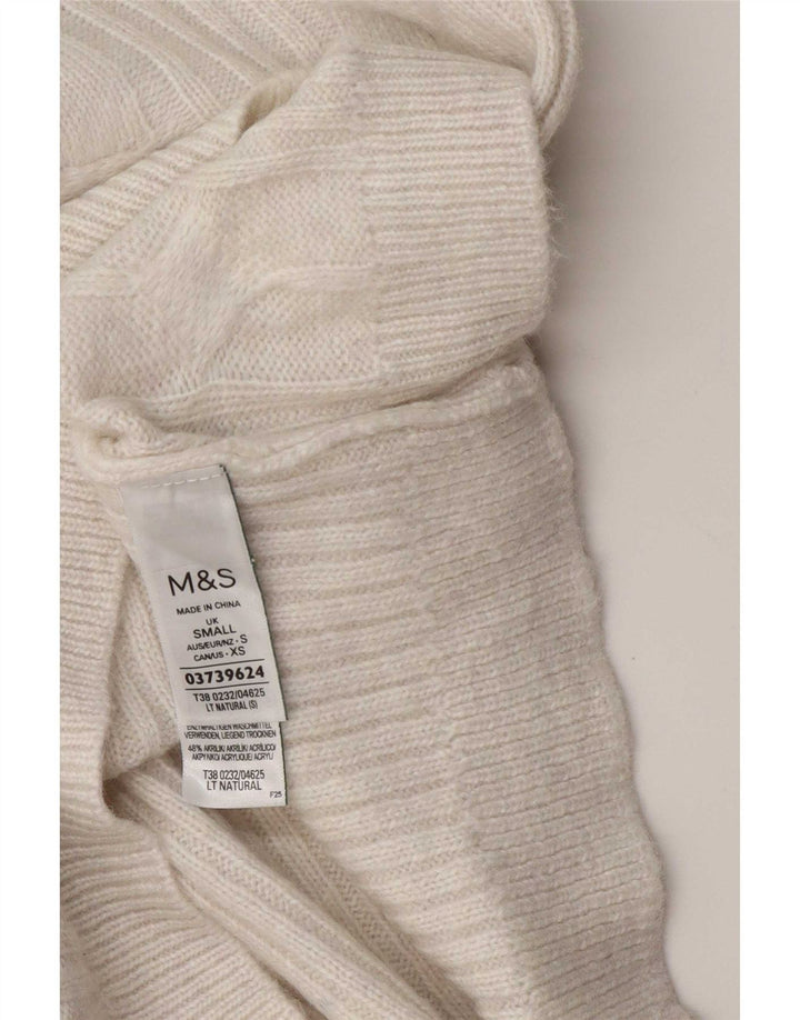 Marks & Spencer ženski pulover s velikim veznim izrezom UK 10 Mali bijeli