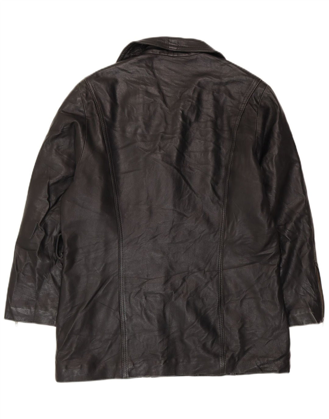 VINTAGE ženska velika kožna jakna UK 10 Mala crna