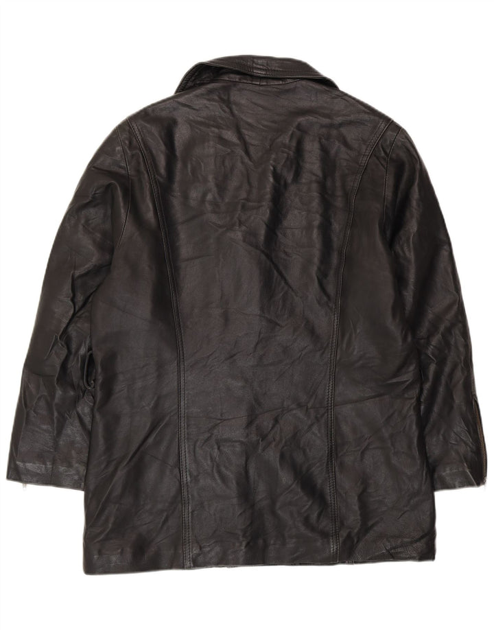 VINTAGE ženska velika kožna jakna UK 10 Mala crna