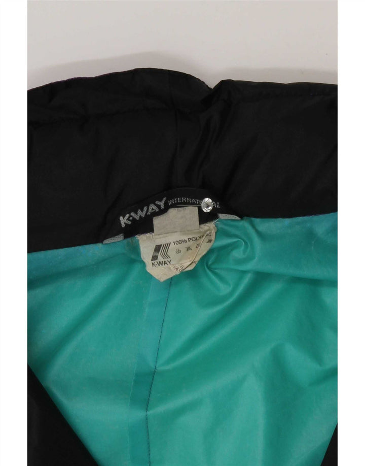 K-Way Mens Graphic Pulover Rain Jacket UK 40 Large Black Colourblock