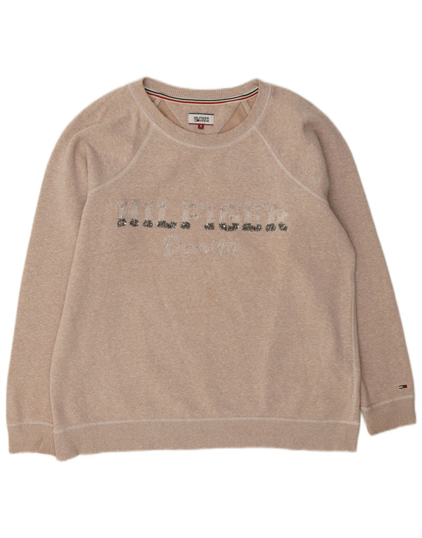 Tommy Hilfiger Ženski džemper s grafičkim motivima UK 10 Small Beige Flected