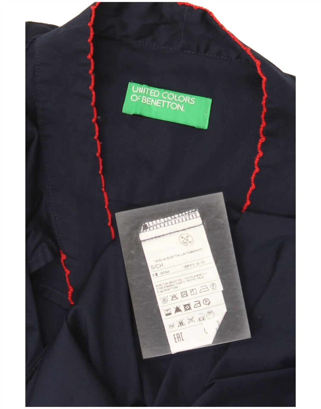 BENETTON Ženska majica s dugim rukavima na kravatu UK 10 Mala tamnoplava