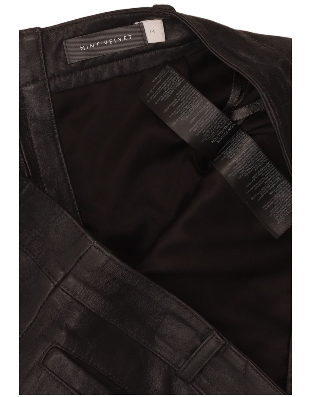 MINT VELVET ženska kožna suknja UK 14 velika W34 crna koža