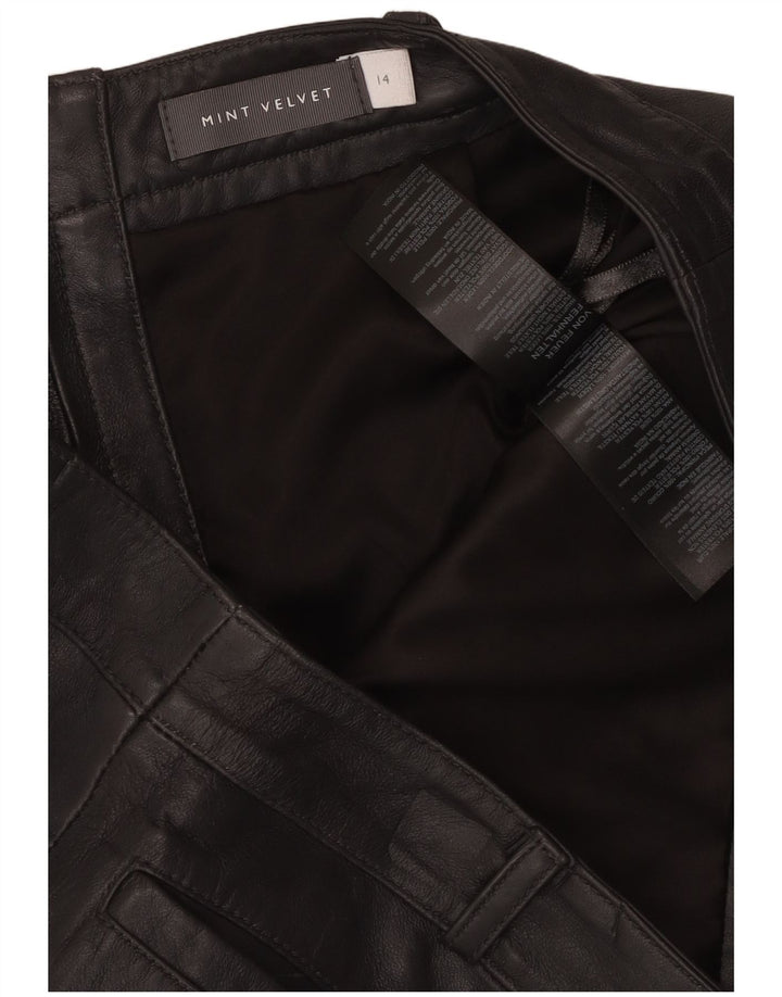 MINT VELVET ženska kožna suknja UK 14 velika W34 crna koža