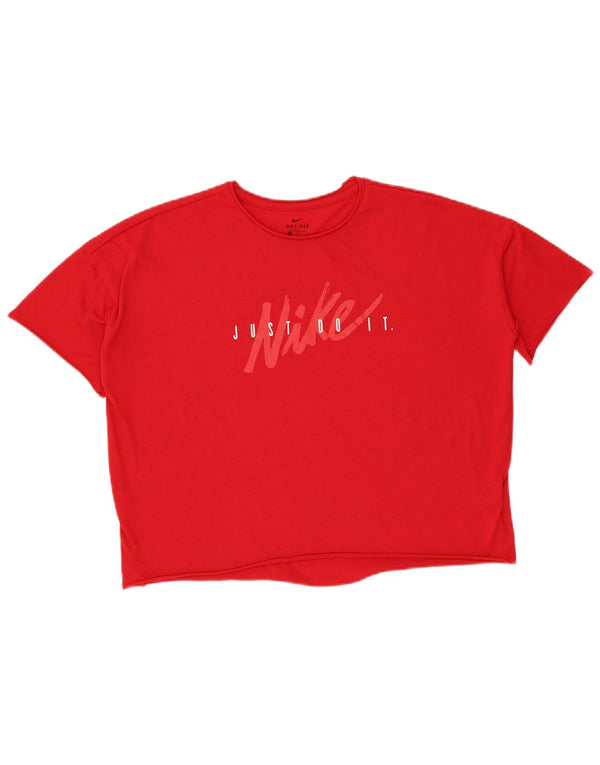 Nike ženska majica kratkih rukava Dri Fit Crop Oversized Graphic T-Shirt UK 14 srednje crvena