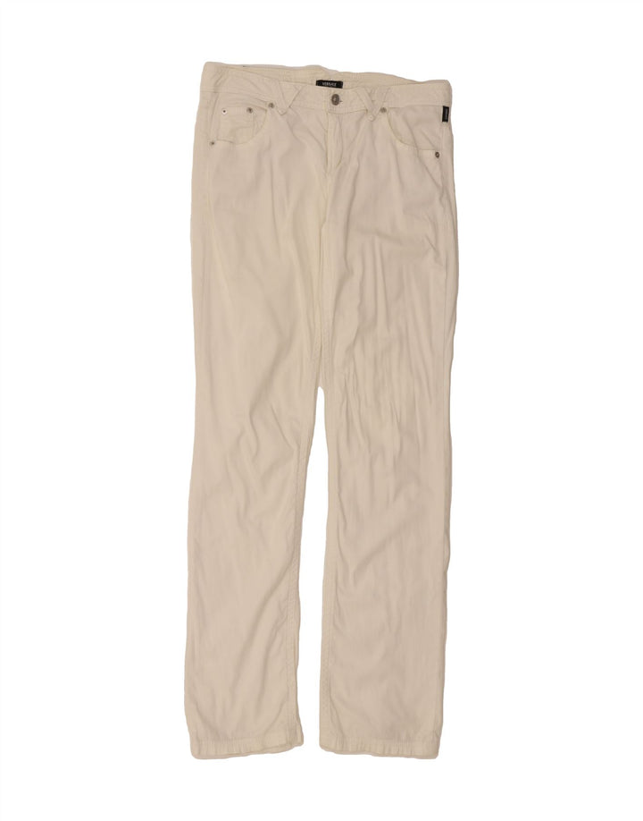 VERSACE Womens Straight Casual Trousers IT 44 Medium W30 L34 Off White Vintage Versace and Second-Hand Versace from Messina Hembry 