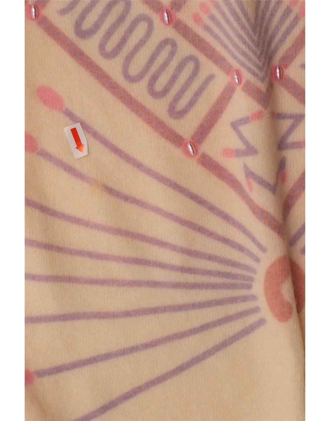 VINTAGE ženski džemper s okruglim izrezom UK 16 Veliki sivobijeli geometrijski