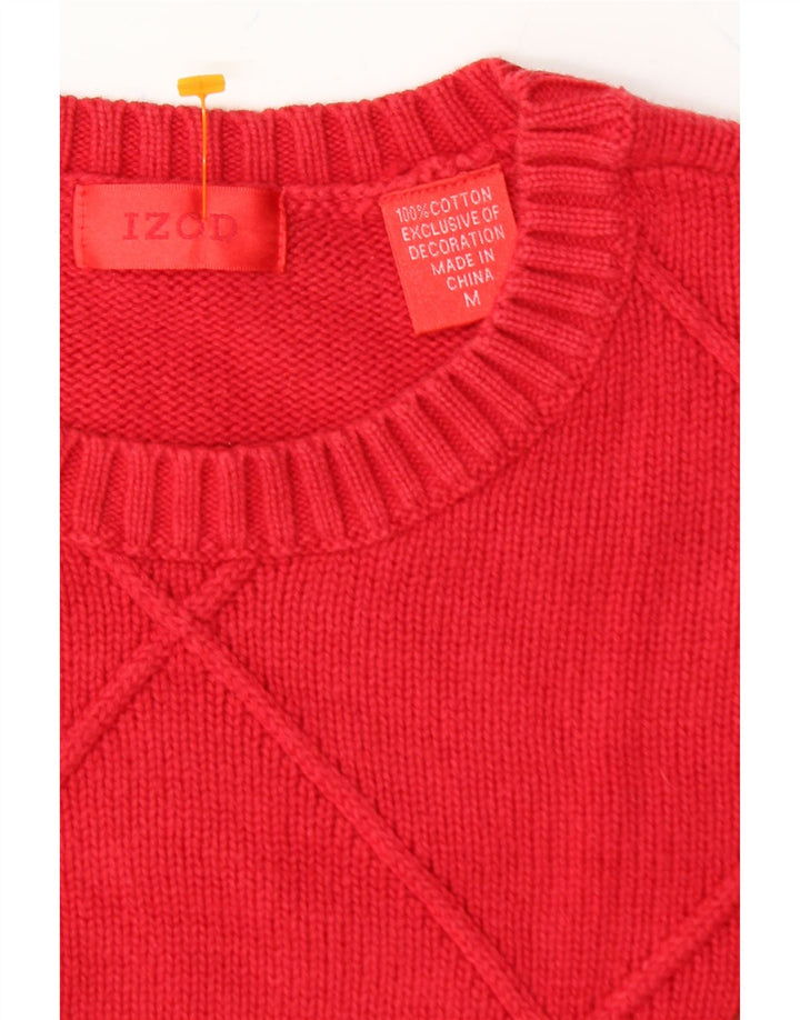 IZOD Mens Crew Neck Jumper Sweater Medium Red Cotton Vintage Izod and Second-Hand Izod from Messina Hembry 