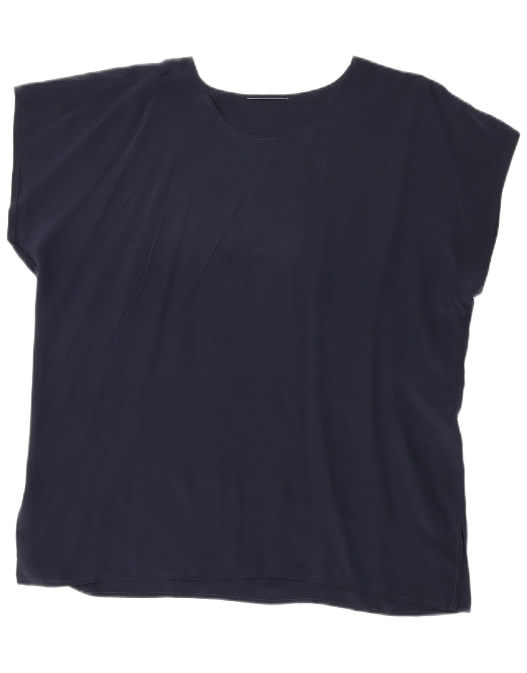 Vintage ženski gornji dio bluze bez rukava UK 20 2XL tamnoplava svila