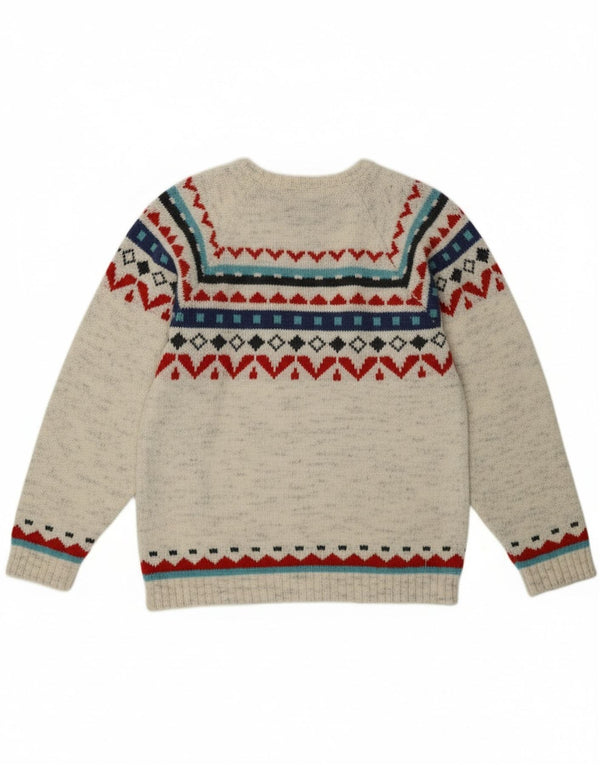 Vintage ženski džemper s okruglim izrezom UK 12 srednje sivi Fair Isle