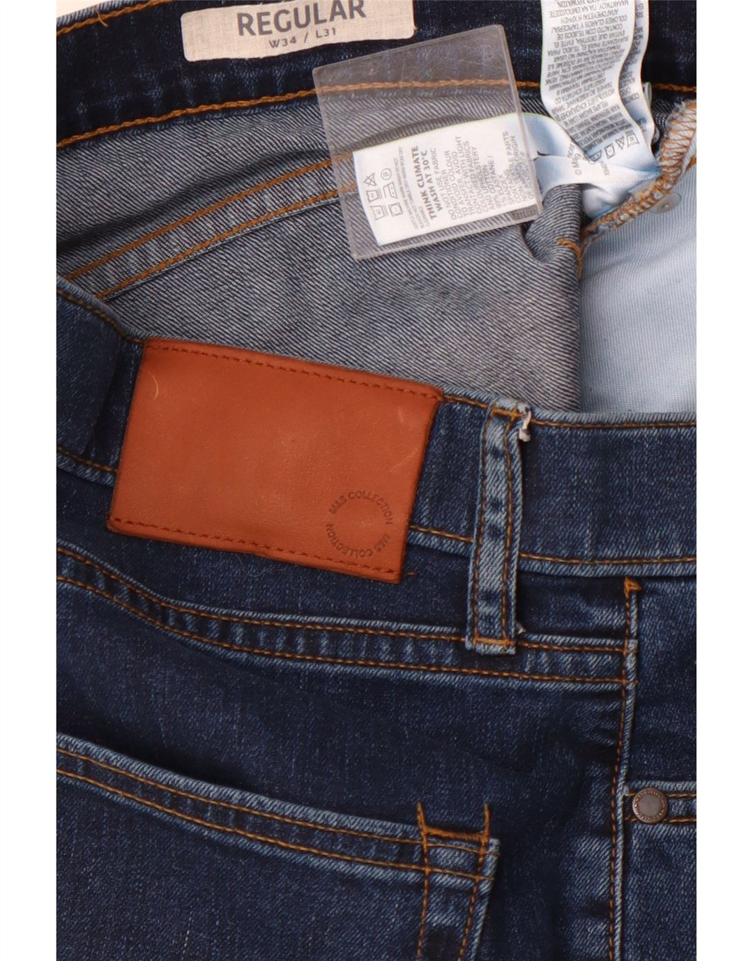 MARKS & SPENCER Muške obične ravne traperice W34 L31 tamnoplavi pamuk