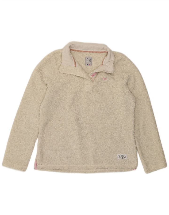Crew Clothing Ženski džemper od flisa s gumbima i ovratnikom UK 14 Veliki bijeli poliester