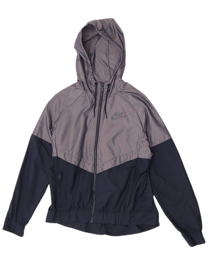Nike ženska velika kišna jakna s kapuljačom UK 10 Small Grey Colourblock najlon