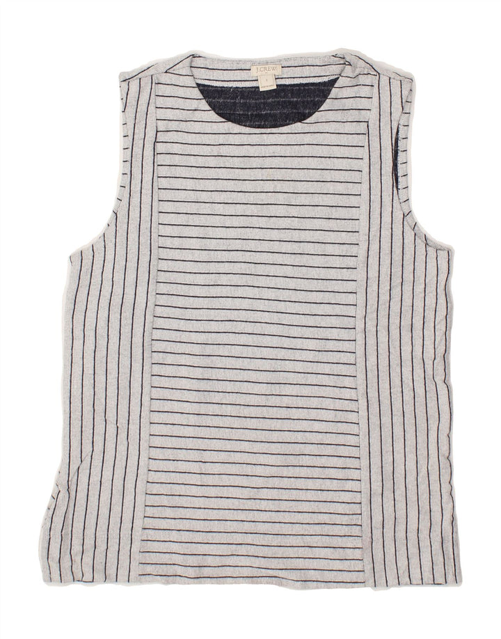 J. CREW Womens Vest Top UK 10 Small Grey Striped Cotton Vintage J. Crew and Second-Hand J. Crew from Messina Hembry 