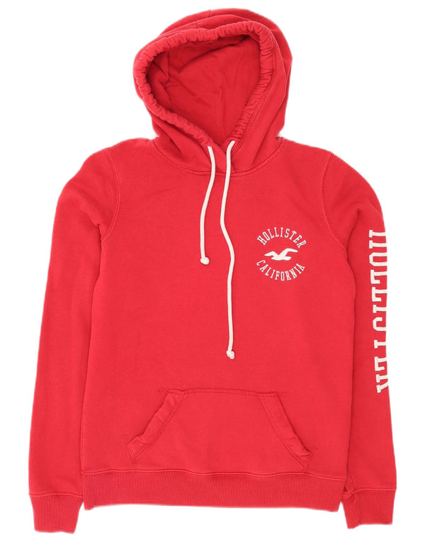 Hollister ženska majica s kapuljačom opuštenog kroja s grafičkim motivima UK 4 XS, crveni pamuk