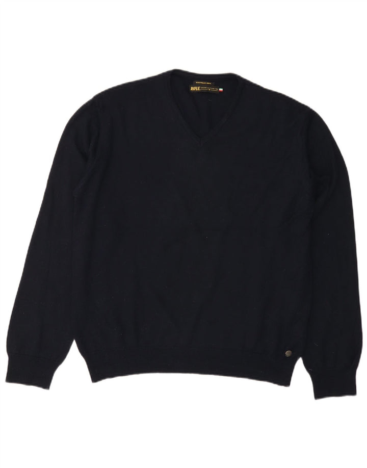 RIFLE ženski džemper s V-izrezom UK 18 XL tamnoplavi akril