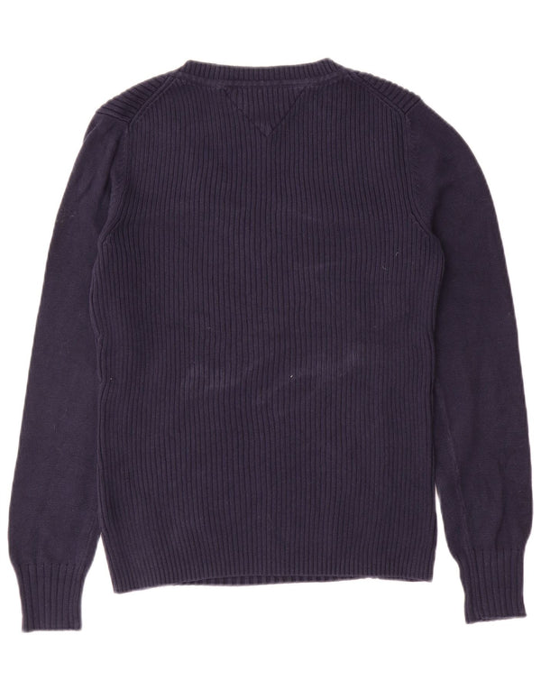 Tommy Hilfiger Ženski džemper s V-izrezom UK 12 Srednje tamnoplavi pamuk
