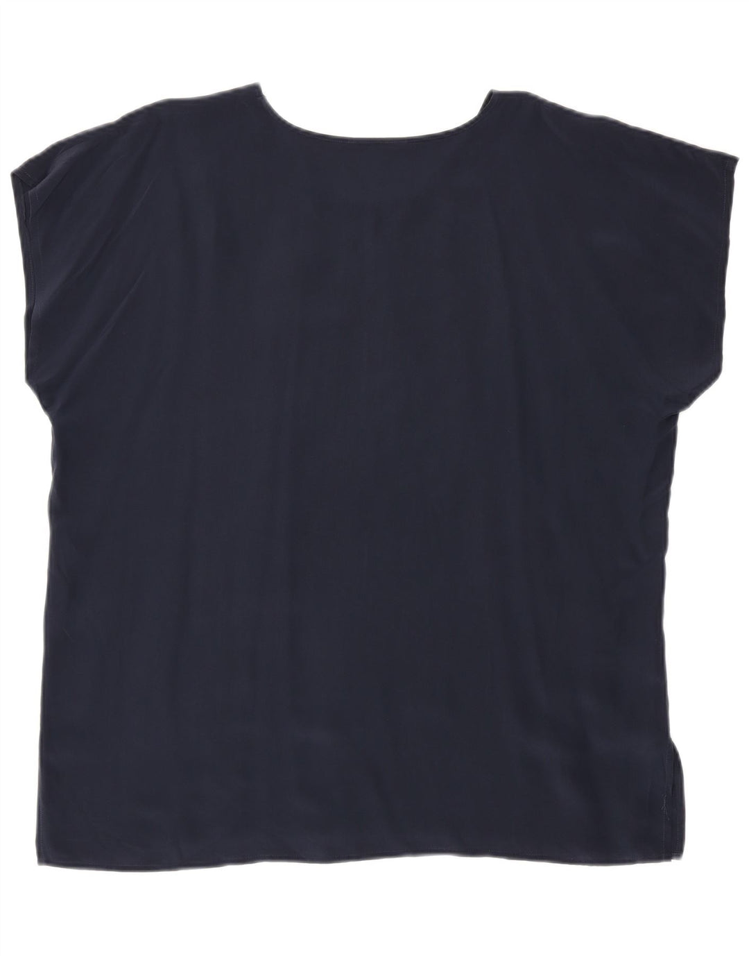 Vintage ženski gornji dio bluze bez rukava UK 20 2XL tamnoplava svila