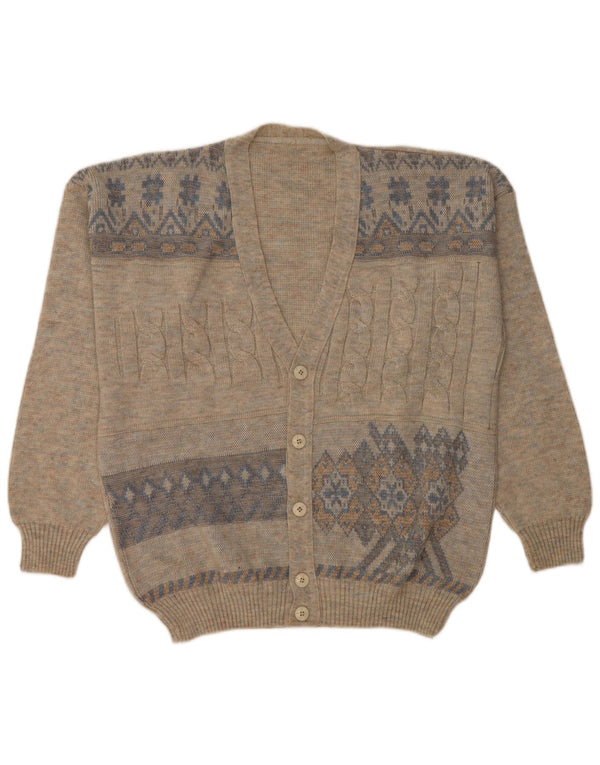 Vintage muški kardigan džemper IT 54 XL Siva Fair Isle vuna