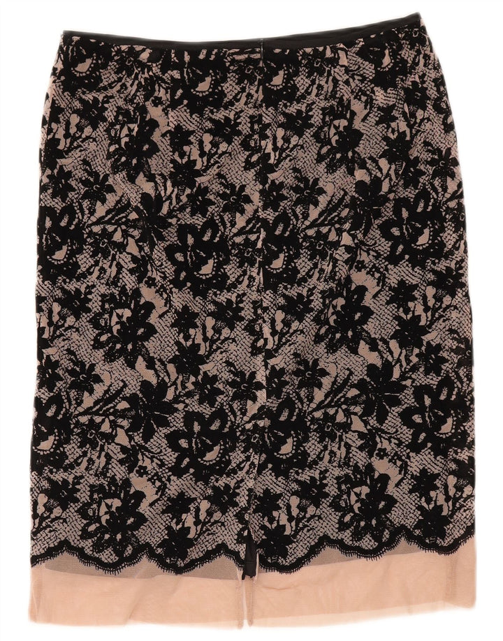 Zara ženska midi suknja XS W30 crni cvjetni poliester