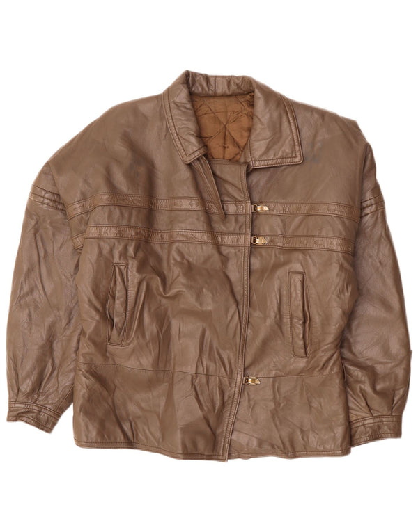 VINTAGE ženska kožna jakna UK 18 XL smeđa