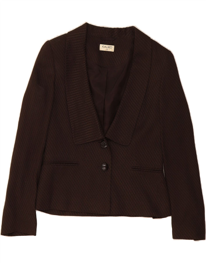KALIKO Womens 2 Button Blazer Jacket UK 12 Medium Brown Striped Acetate Vintage Kaliko and Second-Hand Kaliko from Messina Hembry 