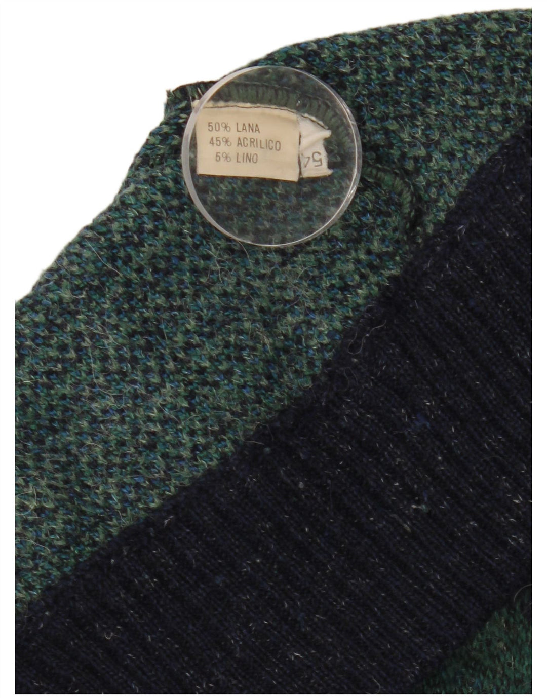 Vintage muški kardigan džemper IT 54 XL tamnoplavi karirani vuneni