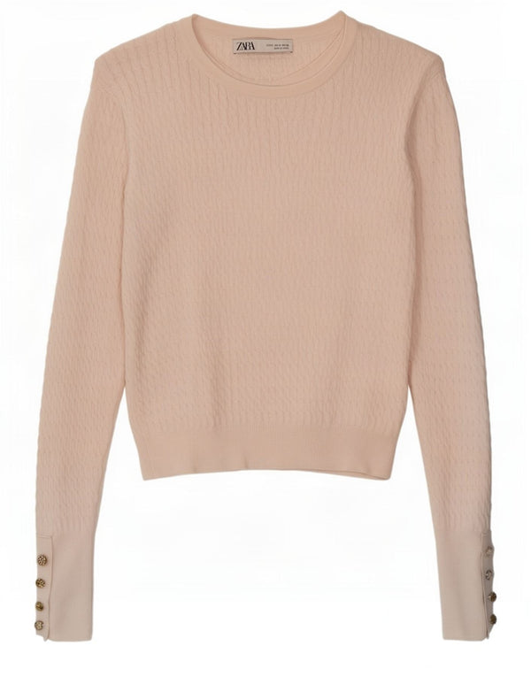 Zara Womens Crop Boat Neck Jumper Sweater UK 8 Small White