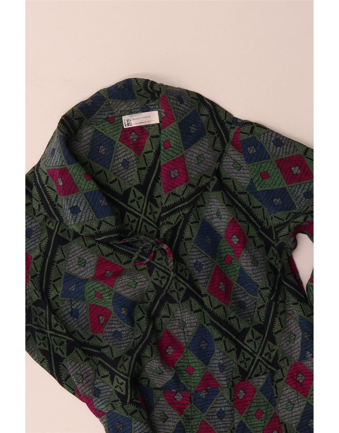 Vintage ženska haljina A-kroja UK 12 srednje višebojnih geometrijskih dimenzija