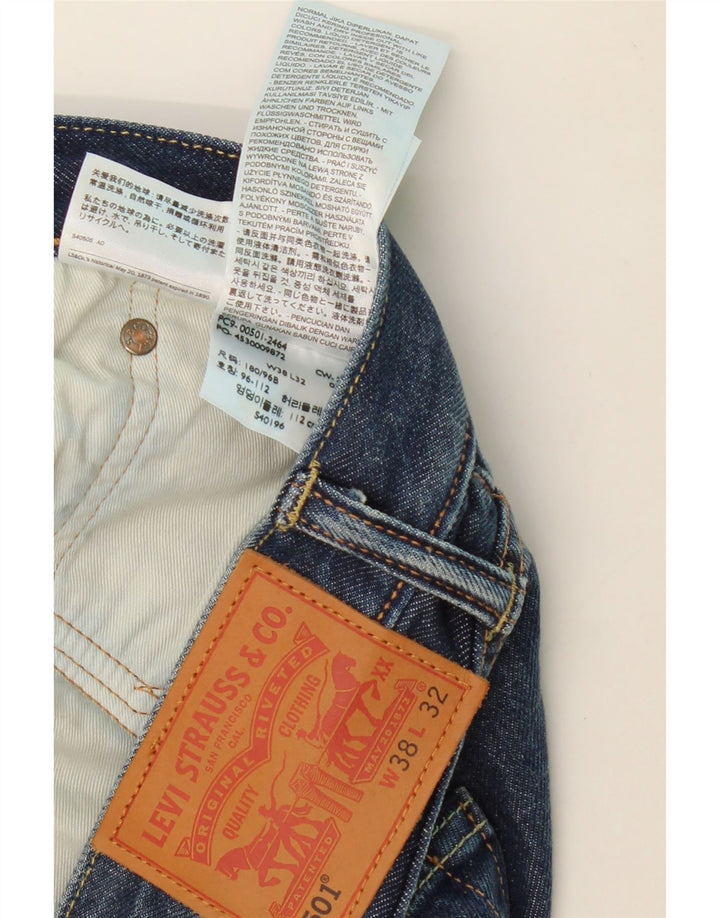 LEVI'S muške 501 ravne traperice W38 L32 plavi pamuk