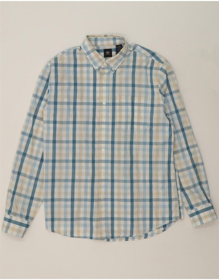 DOCKERS Mens Shirt Large Blue Check Cotton Vintage Dockers and Second-Hand Dockers from Messina Hembry 
