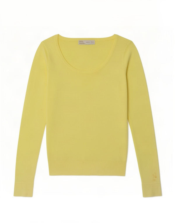 Zara ženski džemper s veznim izrezom UK 10 Small Yellow Rayon