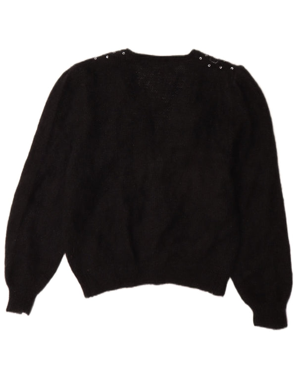 Vintage ženski kardigan džemper UK 16 Veliki crni