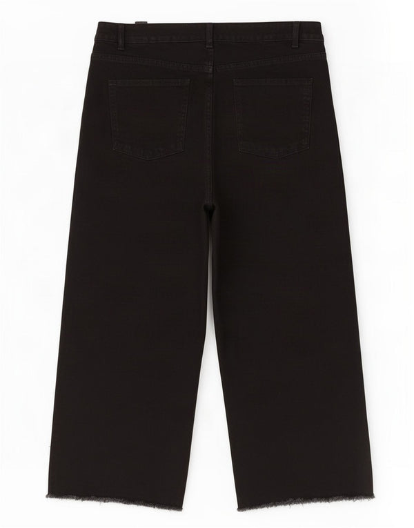 Marks & Spencer ženske kratke traperice širokih nogavica UK 18 XL W36 L25 crni pamuk