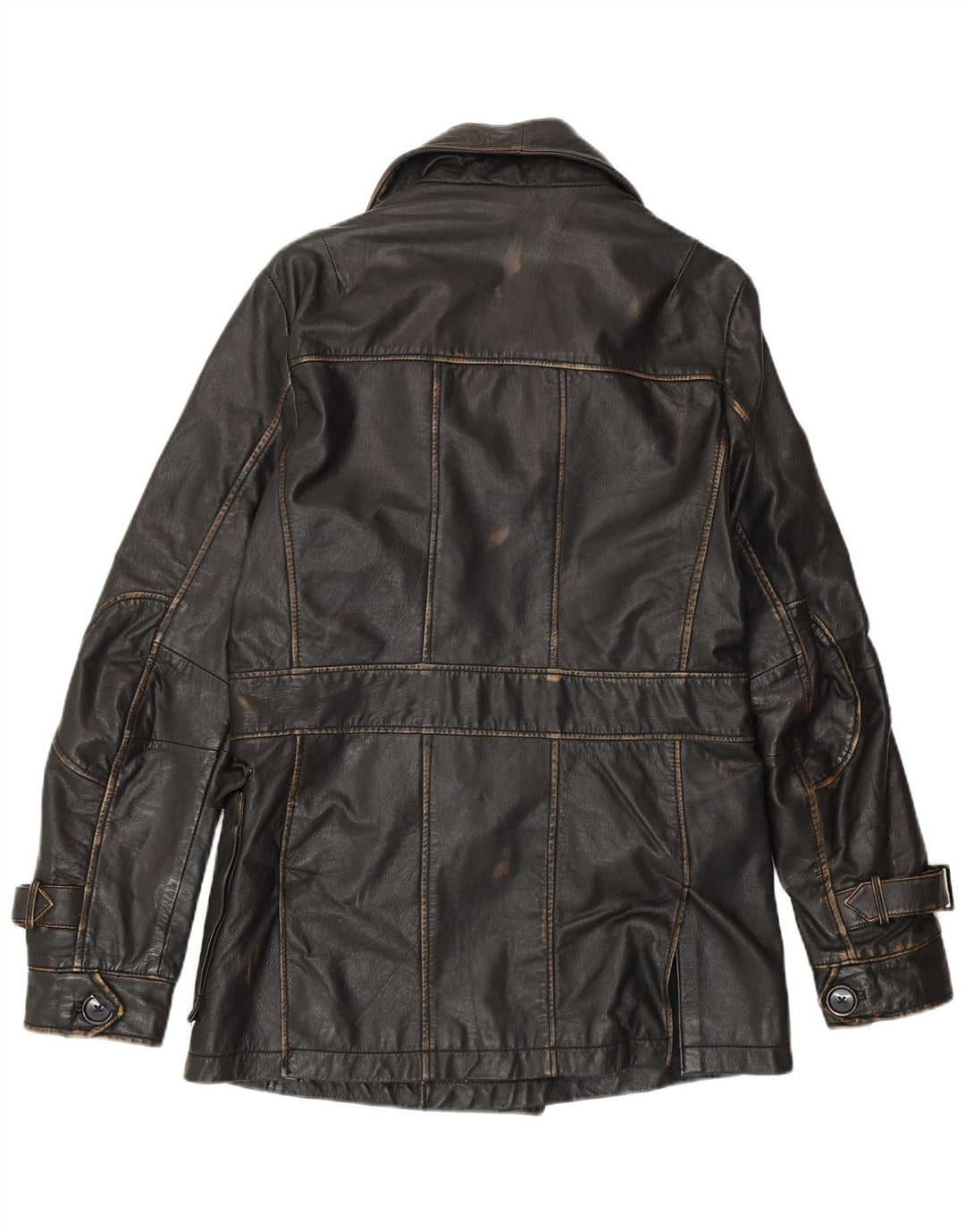 ROGUE muška vojna jakna s dvostrukim kopčanjem UK 38 srednje crna koža