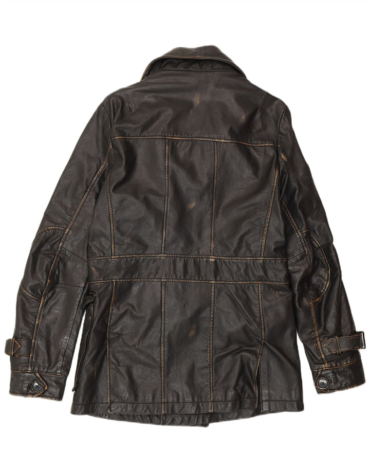 ROGUE muška vojna jakna s dvostrukim kopčanjem UK 38 srednje crna koža