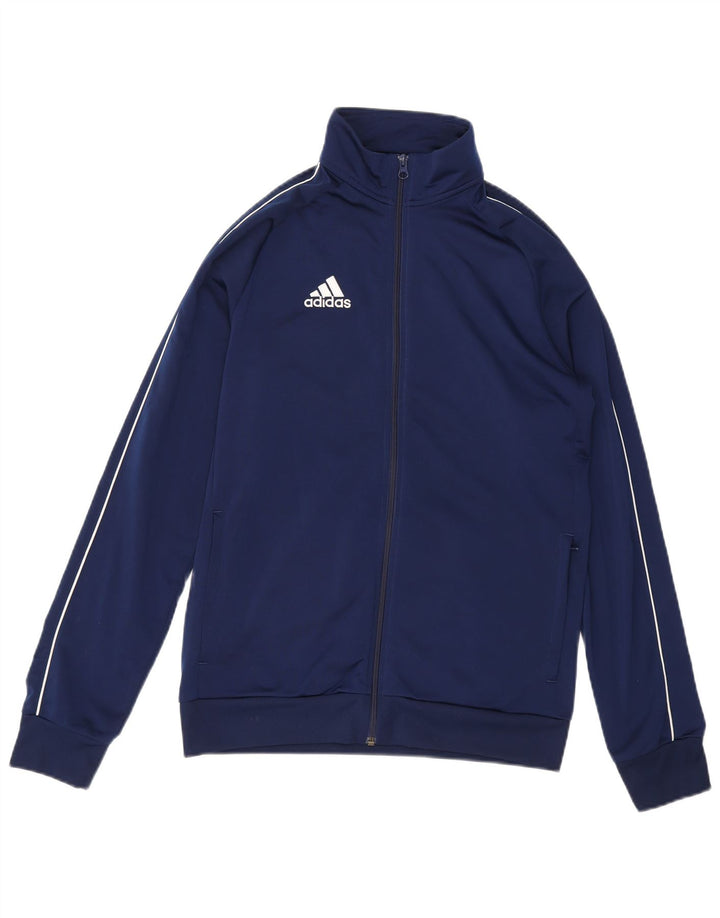 ADIDAS Boys Tracksuit Top Jacket 15-16 Years Navy Blue Polyester