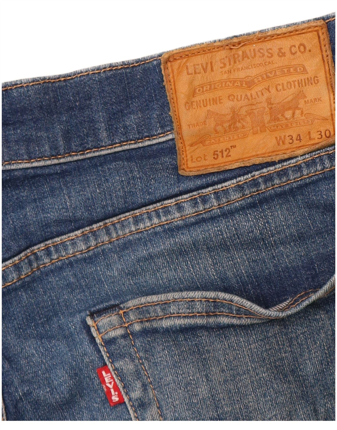 LEVI'S muške 512 uske sužene traperice W34 L28 plavi pamuk