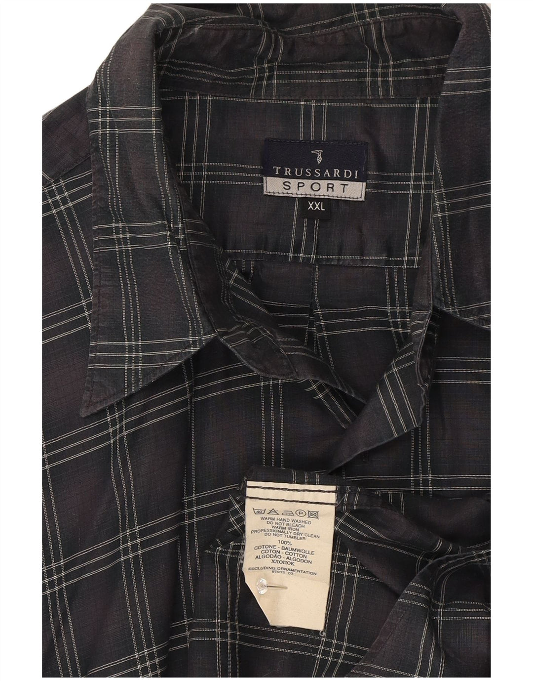 Trussardi muška košulja 2XL sivi karirani pamuk