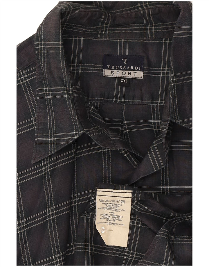 Trussardi muška košulja 2XL sivi karirani pamuk