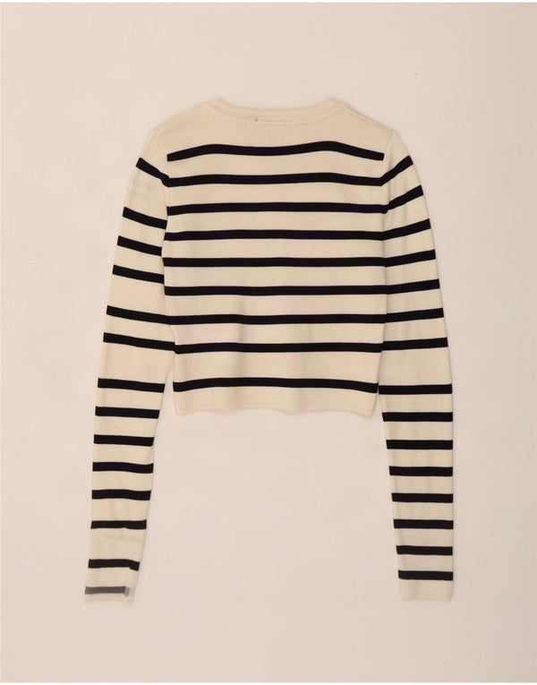Zara ženski gornji dio kratke bluze UK 8 Small off white prugasta viskoza