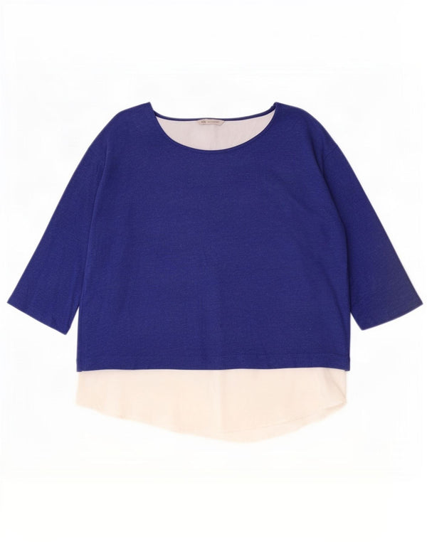 Marks & Spencer Ženska majica s 3/4 rukavima UK 14 Large Blue Colourblock Viskoza