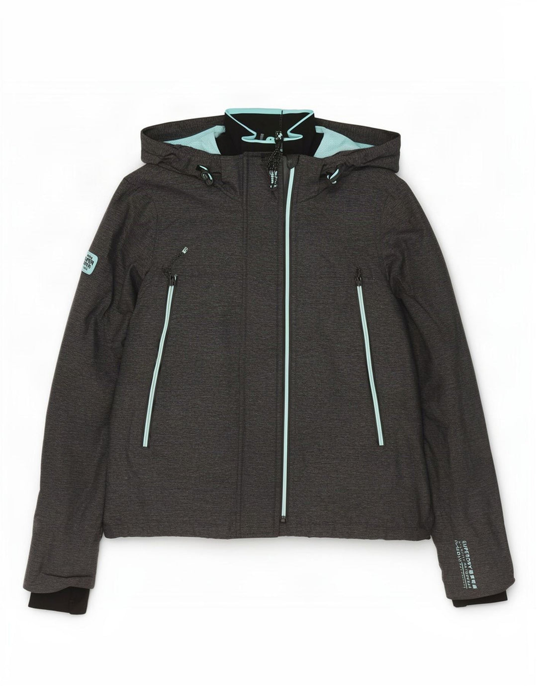 Superdry ženska kišna jakna s kapuljačom UK 16 Veliki sivi najlon
