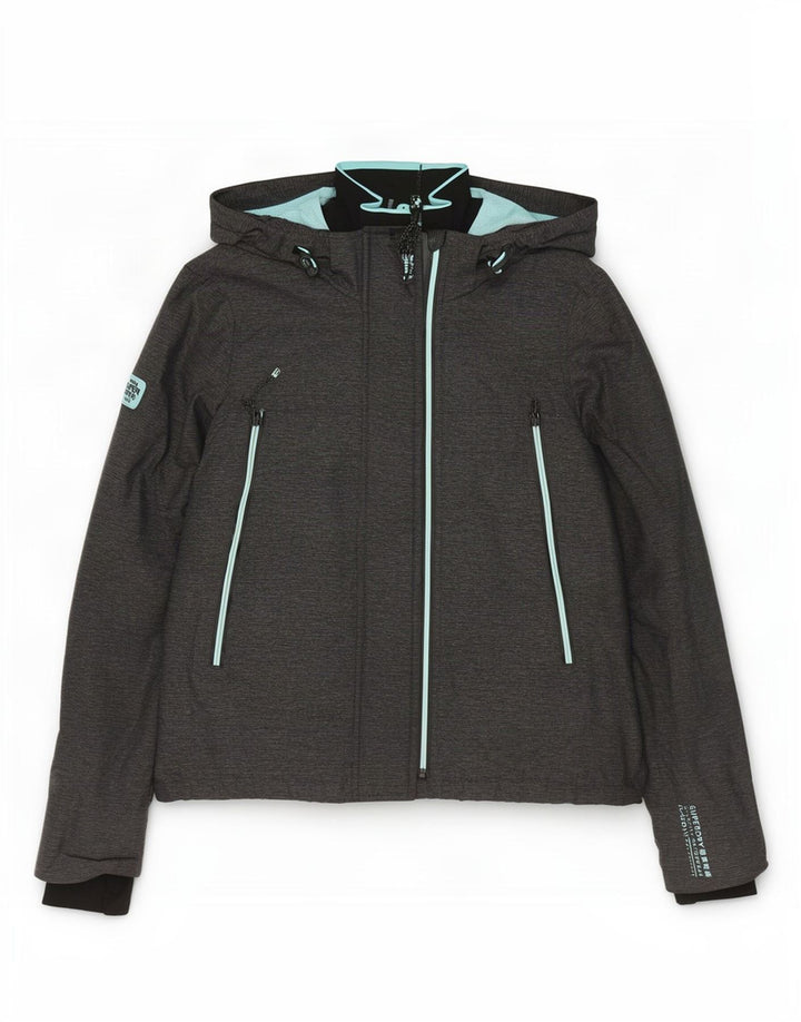 Superdry ženska kišna jakna s kapuljačom UK 16 Veliki sivi najlon