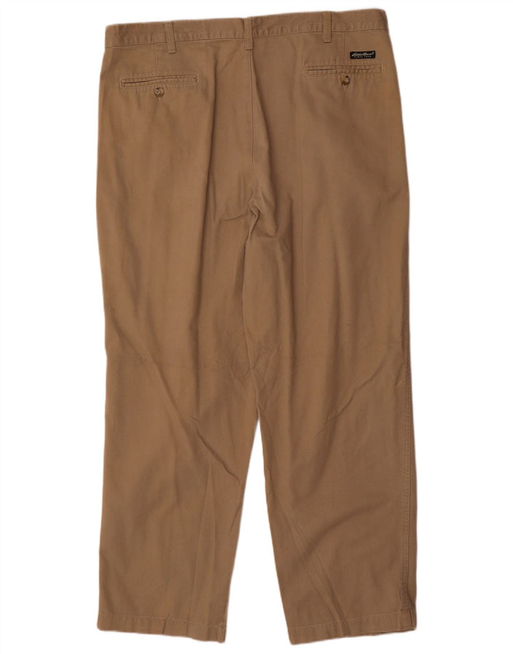 Eddie Bauer muške chino hlače s ravnim klinovima W40 L30 smeđi pamuk