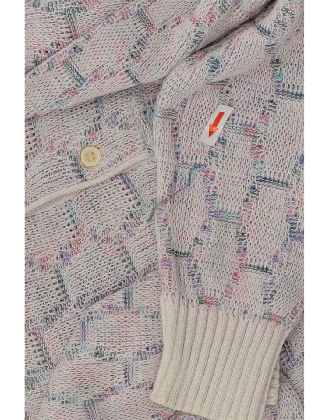 VINTAGE muški pulover s polo ovratnikom srednje plave geometrije