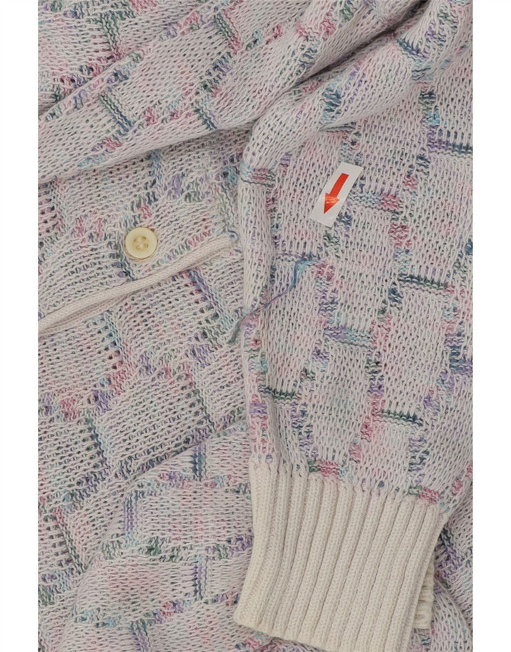 VINTAGE muški pulover s polo ovratnikom srednje plave geometrije