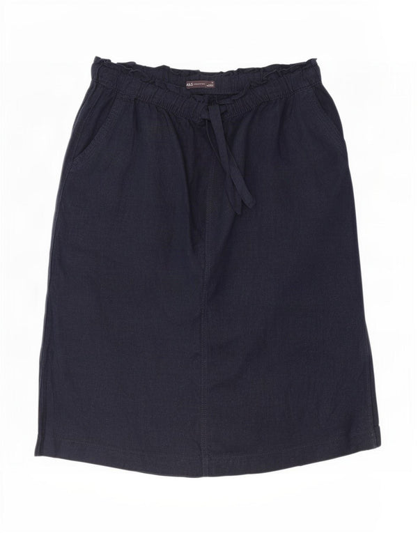 Marks & Spencer ženska midi suknja UK 18 XL W38 tamnoplavi lan